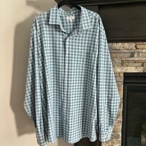 Peter Millar Men XXL Summer Comfort Long‎ Sleeve Button Down Shirt Blue/Grey